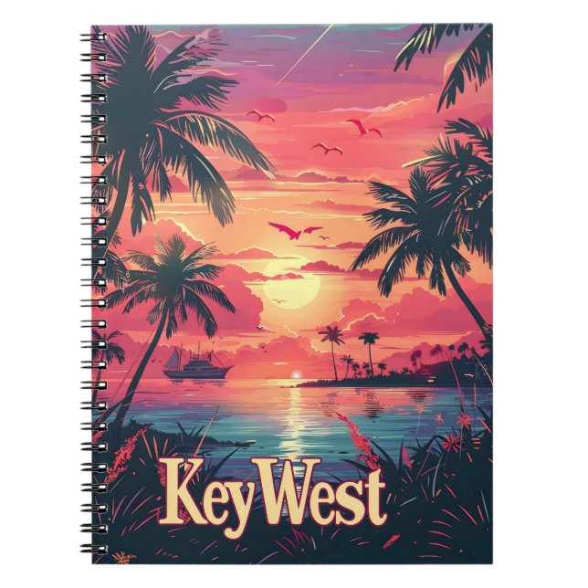 Caderno Espiral Key West Serenity: Sunset Tropical (Frente)