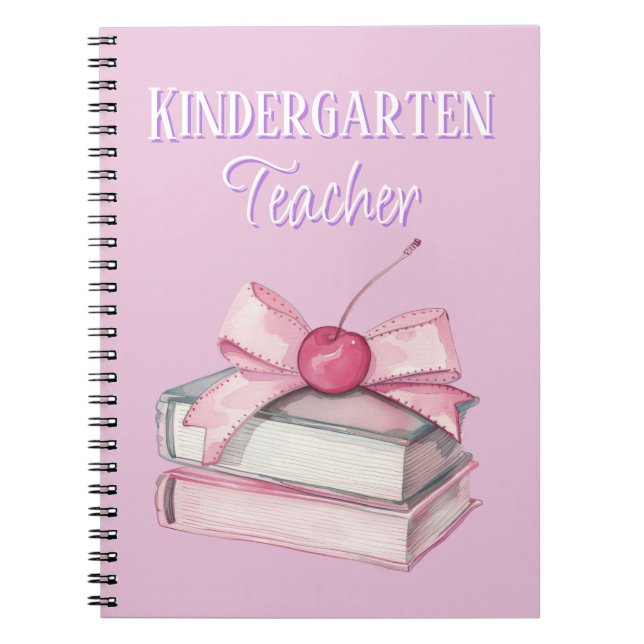 Caderno Espiral Kindergarten Teacher Pink Custom (Frente)