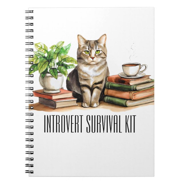 Caderno Espiral Kit de sobrevivência de introdução (Cat, planta, c (Frente)