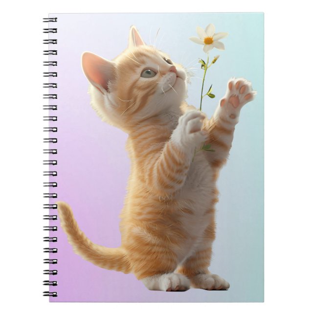 Caderno Espiral Kitten com flor (Frente)
