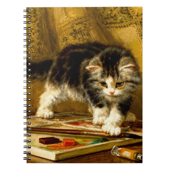 Caderno Espiral Kitten com pintura e escovas (Frente)