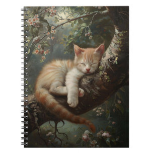 Caderno Espiral Kitten dormindo em uma árvore