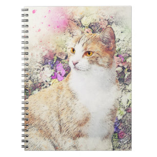 Caderno Espiral Kitten e Flowers