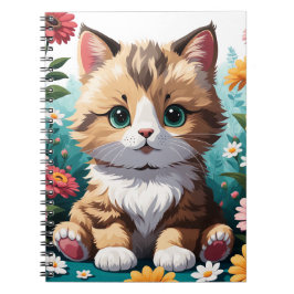 Caderno Espiral Kitten & Flores