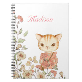 Caderno Espiral Kitty Cat Girly Vintage - Nome Personalizado