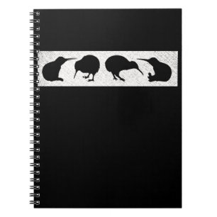 Caderno Espiral Kiwi Bird Silhouettes Nova Zelândia Animal