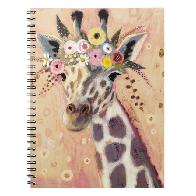 Caderno Espiral Klimt Giraffe | Adornada Em Flores (Frente)