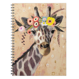 Caderno Espiral Klimt Giraffe   Coroa De Flores