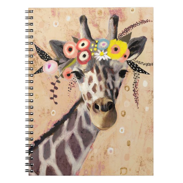 Caderno Espiral Klimt Giraffe | Coroa De Flores (Frente)