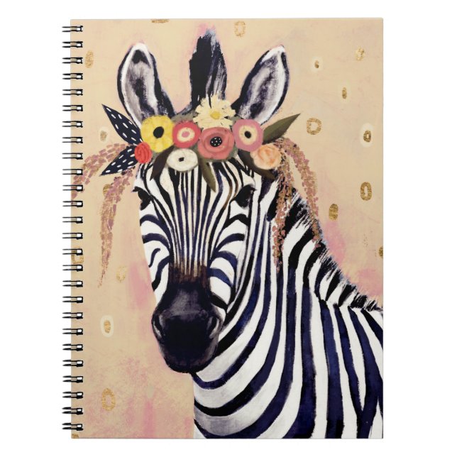 Caderno Espiral Klimt Zebra | Adornada Em Flores (Frente)