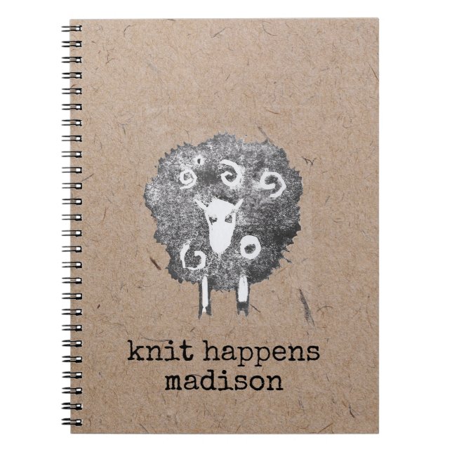 Caderno Espiral Knit Acontece O Knitting Personalizado (Frente)