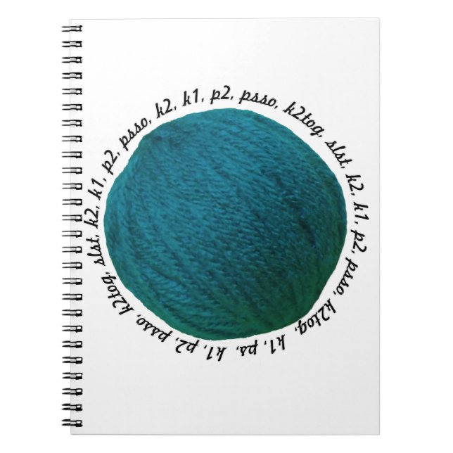 Caderno Espiral Knitters Lingo Yarn Ball Teal (Frente)