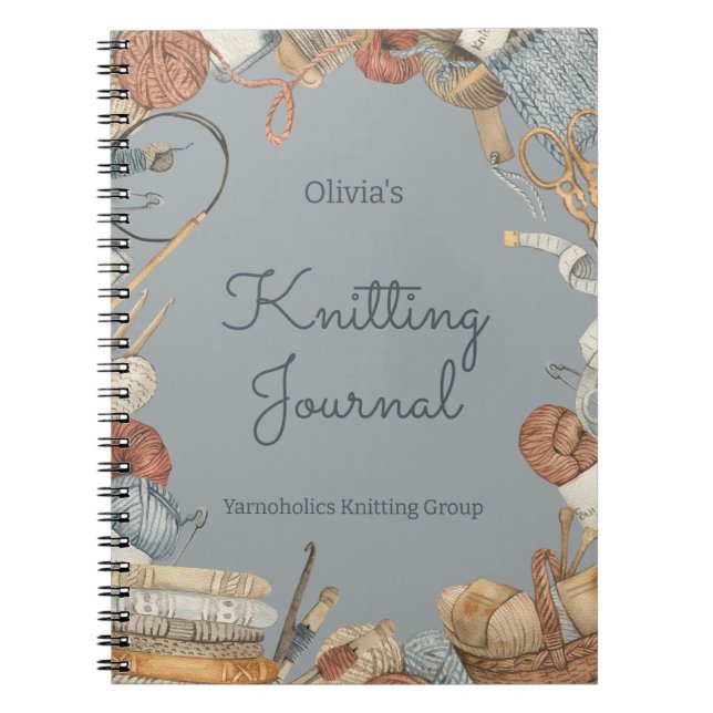 Caderno Espiral Knitting Journal For Knitting Lovers Personalized (Frente)