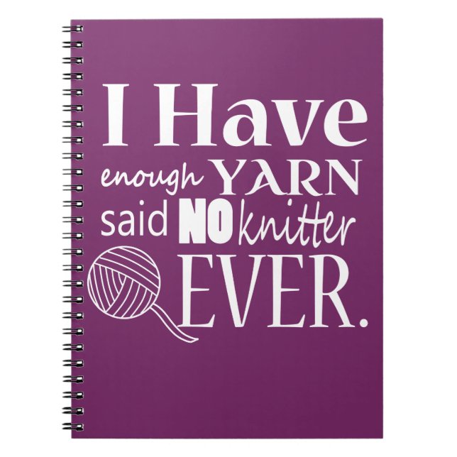 Caderno Espiral Knitting • Not Enough Yarn Crafts Dark (Frente)