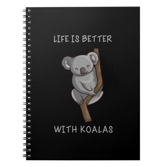 Caderno Espiral Koala - A Vida É Melhor Com Koalas (Frente)