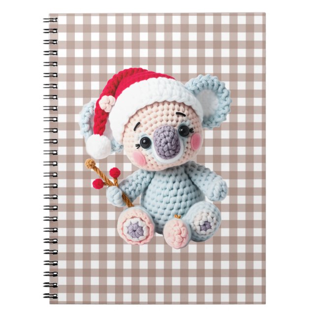 Caderno Espiral Koala Christmas clip art, faux yarn koala,  (Frente)
