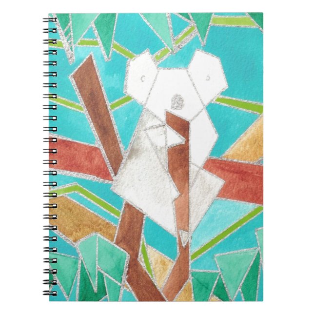 Caderno Espiral Koala in Tree Original Abstract Art (Frente)