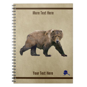 Caderno Espiral Kodiak Bear Em Papel Antigo