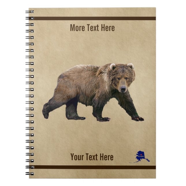 Caderno Espiral Kodiak Bear Em Papel Antigo (Frente)