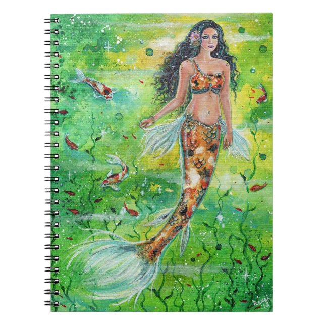 Caderno Espiral Koi mermaid Lily por Renee Lavoie (Frente)