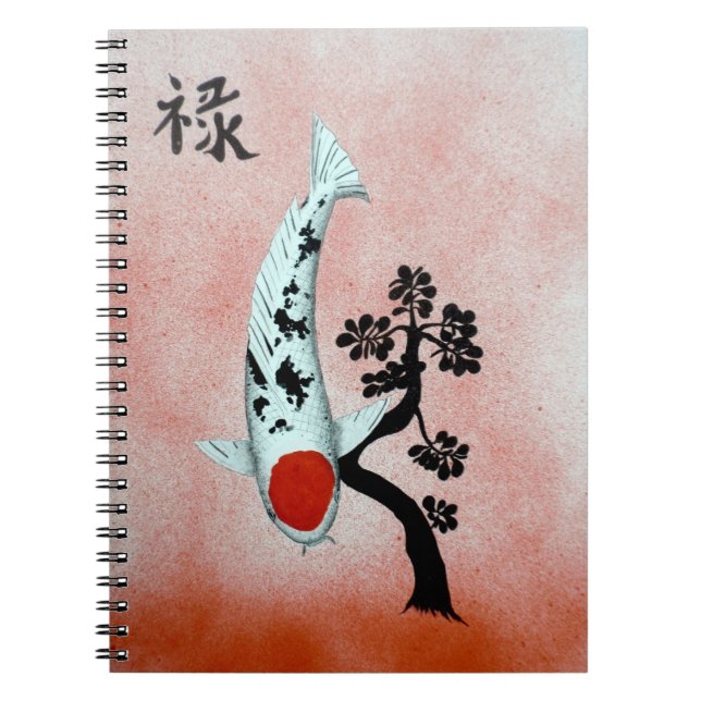 Caderno Espiral Koi Tancho - prosperidade chinesa Jade (Frente)