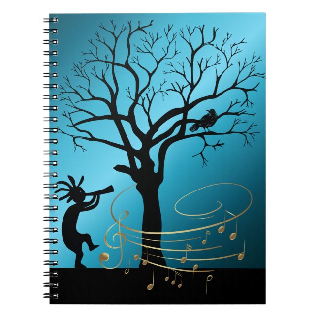 Caderno Espiral Kokopelli e o notebook Ravens (Frente)