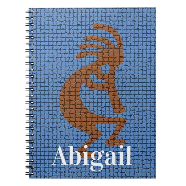 Caderno Espiral Kokopelli Flute Musical Symbol Mosaic Southwest (Frente)
