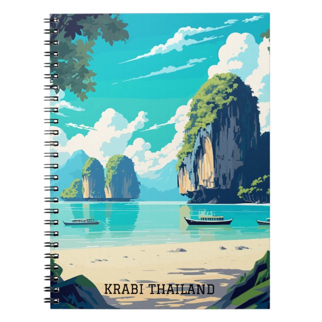 Caderno Espiral Krabi Thailand Beach Paradise Viagem (Frente)