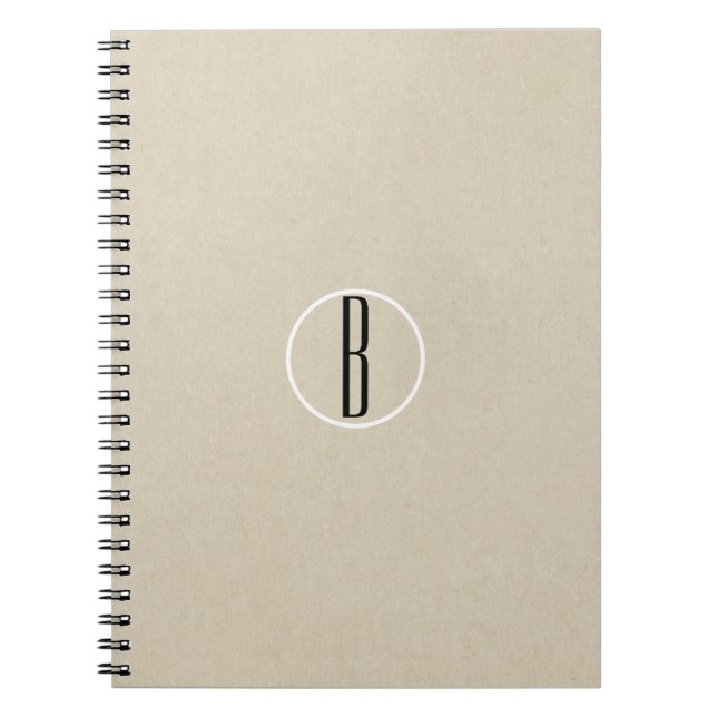 Caderno Espiral Kraft Brown Chic Monograma - Letra inicial russa (Frente)