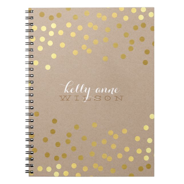 Caderno Espiral kraft de ouro de manchas bonitinhas, GLAMOROSAS, C (Frente)