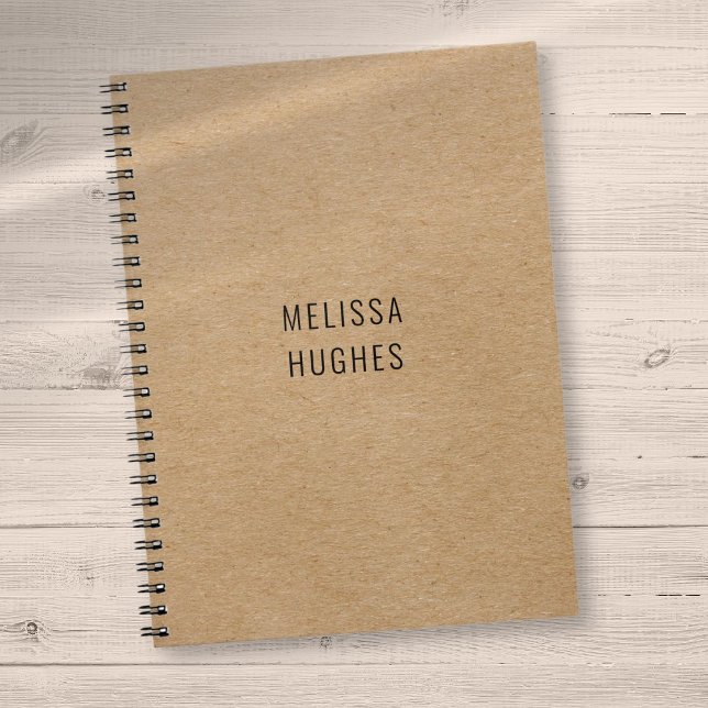 Caderno Espiral Kraft Moderno Simples Personalizado (Personalized Simple Modern Rustic Kraft Notebook)