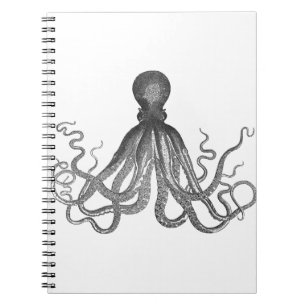 Caderno Espiral Kraken - polvo gigante preto/Cthulu