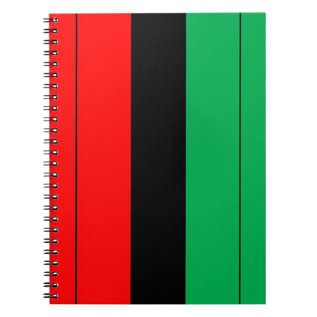Caderno Espiral Kwanzaa Colors Red Black Green Stripes Padrão (Frente)
