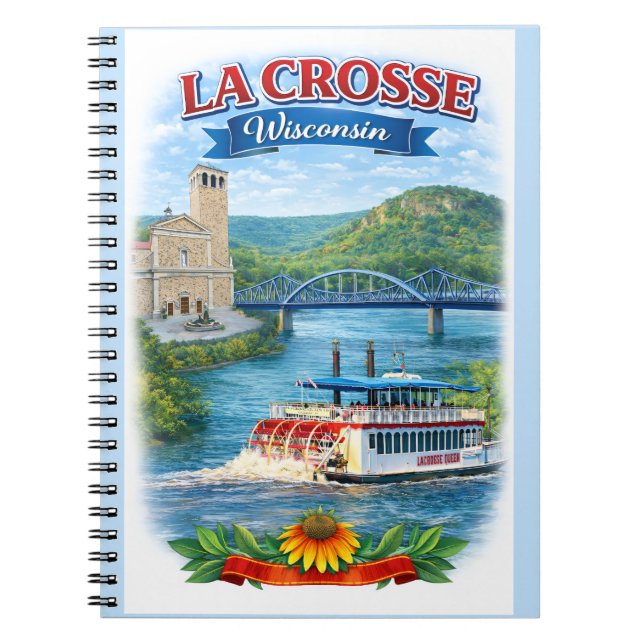 Caderno Espiral La Crosse, WI Scenic Wisconsin Notebook (Frente)