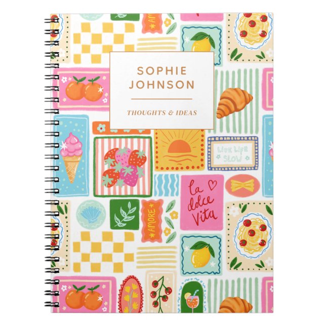 Caderno Espiral La Dolce Vita Italiano Francês Colorido Personaliz (Frente)