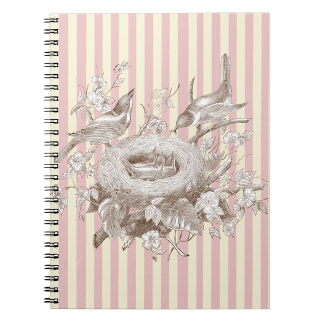 Caderno Espiral La Petite Famille em fundo rosa e creme (Frente)