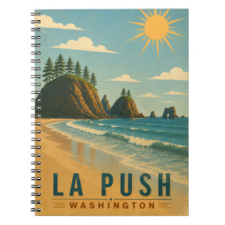 Caderno Espiral La Push, Baby! Arte de Poster de Viagem Costeira V