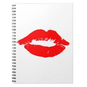 Caderno Espiral Lábios Beijos Red Lipstick Love Namorados
