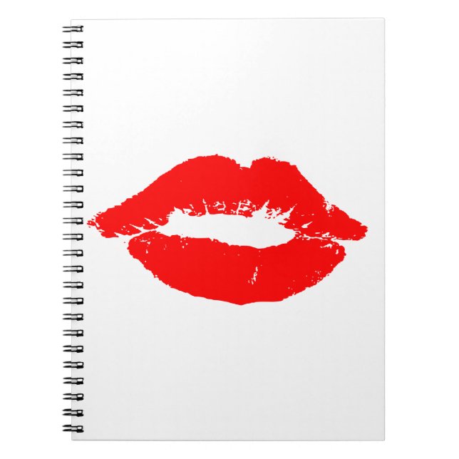 Caderno Espiral Lábios Beijos Red Lipstick Love Namorados (Frente)