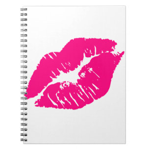 Caderno Espiral Lábios cor-de-rosa do beijo