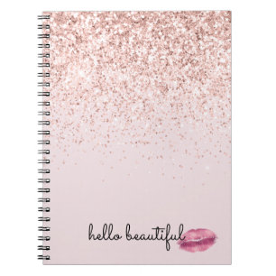 Caderno Espiral Lábios de Beijo Rosa-Glam Escamoteados