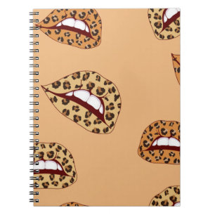 Caderno Espiral Lábios de impressão leopardo com padrão uniform