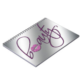 Caderno Espiral Lábios do brilho do rosa da cosmetologia da beleza