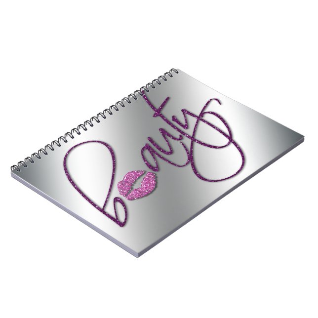 Caderno Espiral Lábios do brilho do rosa da cosmetologia da beleza (Left Side)