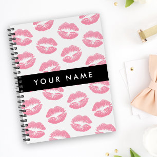 Caderno Espiral Lábios Rosa, Beijo, Batom, Seu Nome, Personalizar