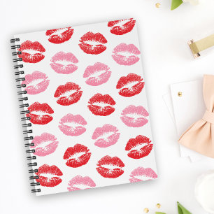 Caderno Espiral Lábios Vermelhos e Rosa, Padrão De Lábios, Batom,