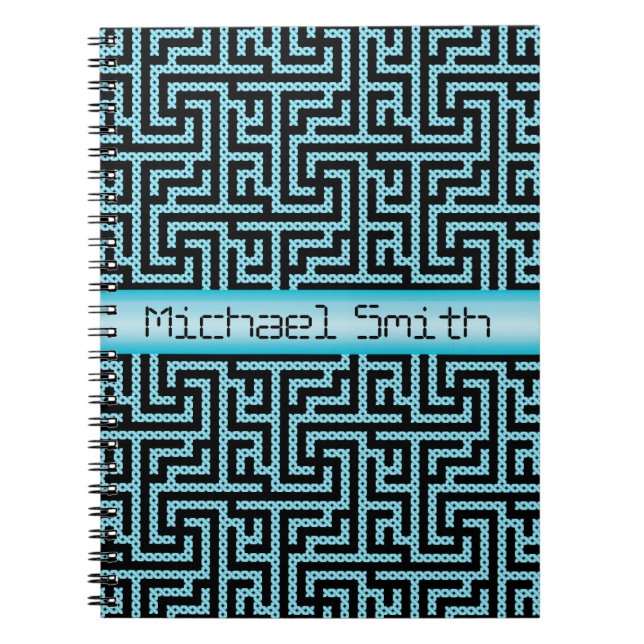 Caderno Espiral Labirinto Azul e Preto (Frente)