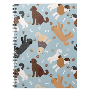 Caderno Espiral Labradoodle / Ossos e patas de Goldendoodle