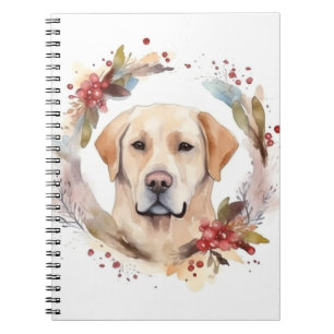 Caderno Espiral Labrador Christmas Wreath Festivo Pup