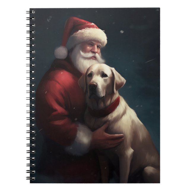 Caderno Espiral Labrador com Papai Noel Natal Festivo (Frente)